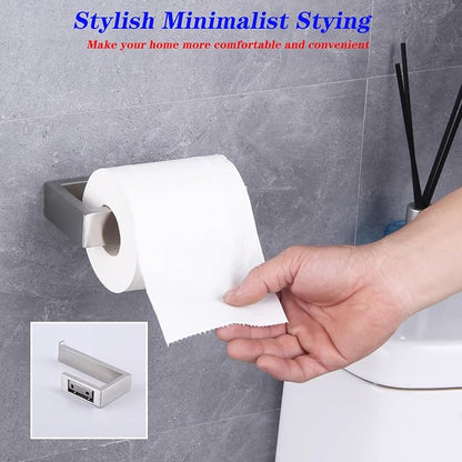 GERZWY Contemporary Stainless Steel Wall Mounted 2-Piece Bathroom Hardware Set - Towel Rings Toilet Paper Holder, Brushed Finish HG1708-2LS