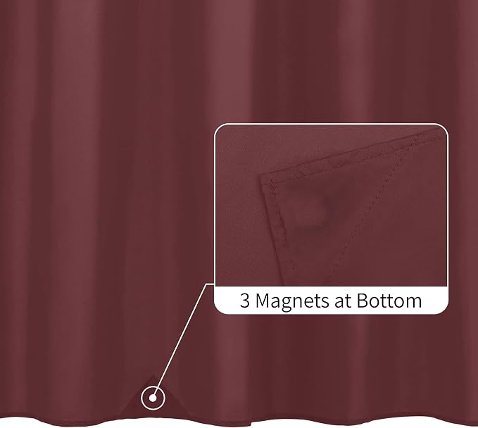 ALYVIA SPRING Waterproof Fabric Shower Curtain or Liner Burgundy Red, 72x72 | 3 Magnets, Soft Cloth & Hotel Quality, Machine Washable, Light-Weight, Standard Size