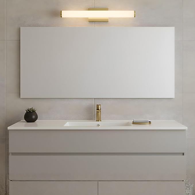 24 Inch Modern LED Vanity Light, Brushed Gold Bathroom Lighting Fixture, 3000K Warm White Light Bar for Mirror (22W, 1760Lumens, CRI>90, ETL Listed)