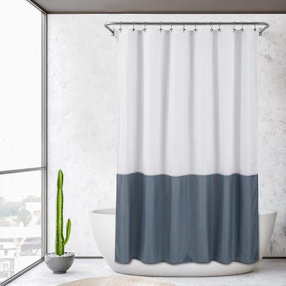 ALYVIA SPRING Waterproof Shower Curtain or Liner White/Stone Blue, 72x72 | 3 Magnets, Soft Cloth & Hotel Quality, Machine Washable, Light-Weight, Standard Size