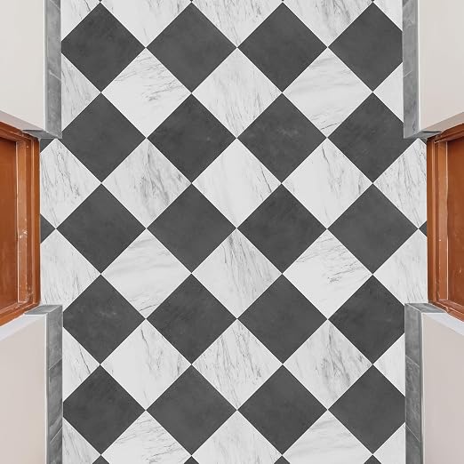Art3dwallpanels Peel and Stick Floor Tiles 30 Pack 12x12 in Black and White | Peel and Stick, Self Adhesive, Waterproof Vinyl Flooring, Marble Pattern, for Kitchen, Dining Room, Bedrooms, Cover 30 Sq. Ft