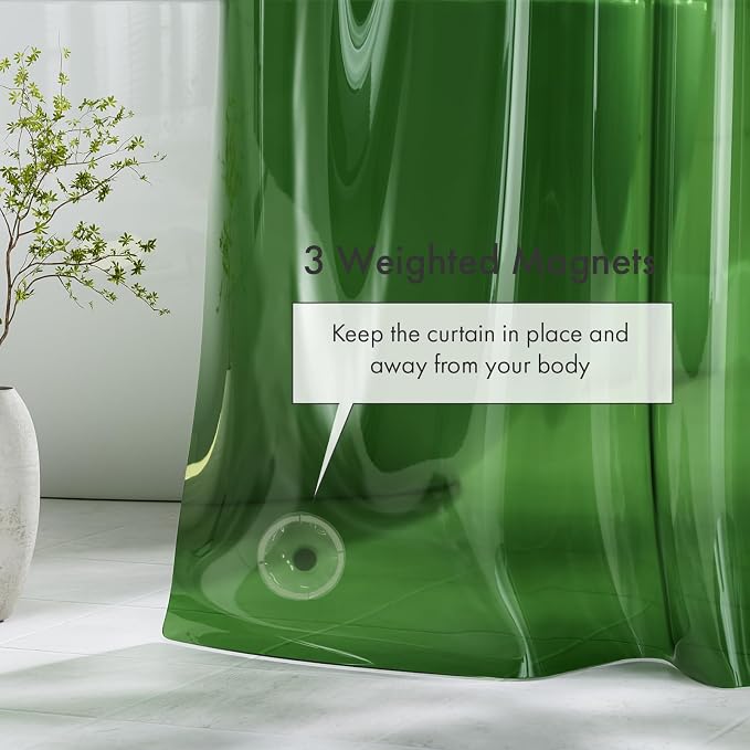 Shower Curtain Liner 72x72, Plastic Shower Liner PEVA Medium Weight Inside Shower Curtains for Bathroom with Rustproof Grommets, Dark Green