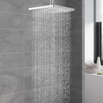 Hibbent cUPC Certified Metal High Pressure 10'' Rain Shower Head, Chrome | Square Large Bathroom Waterfall Thickness Shower Heads, High-flow Fixed Rainfall Showerheads, Adjustable Brass Ball Joint