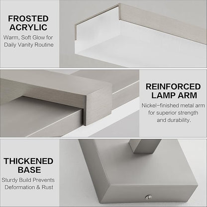 18 Inch Vanity Lights for Bathroom Brushed Nickel Over Cabinet Arm Extra Wide LED Bar 5CCT 2900K 6000K ETL IP44