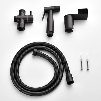 Handheld Bidet Sprayer for Toilet, Stainless Steel Baby Cloth Diaper Sprayer Kit, Bathroom Toilet Bidet Attachment Set for Bathing Pets Feminine Hygiene, Matte Black BDS01-7
