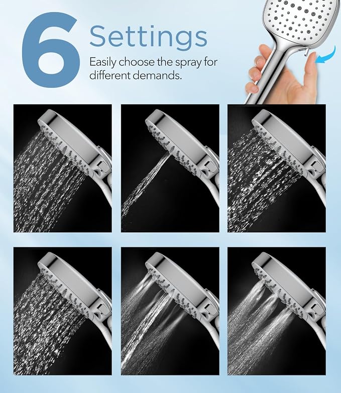MakeFit Filtered Shower Head with Handheld, 7 Modes High Pressure Handheld Showerhead with Filters, Detachable Shower Heads Water Softener Filters Beads for Hard Water - Remove Chlorine & Heavy Metals