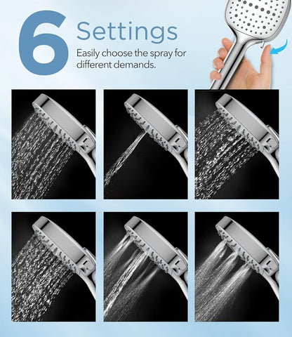MakeFit Filtered Shower Head with Handheld, 7 Modes High Pressure Handheld Showerhead with Filters, Detachable Shower Heads Water Softener Filters Beads for Hard Water - Remove Chlorine & Heavy Metals