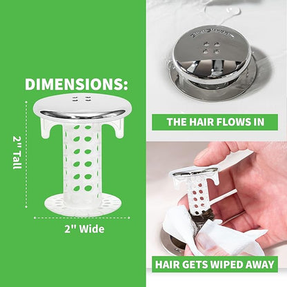 SinkShroom Revolutionary Bathroom Sink Drain Protector Hair Catcher, Strainer, Snare, Silicone , Brushed, Sinkshroom Chrome Edition, 1" -1.4"
