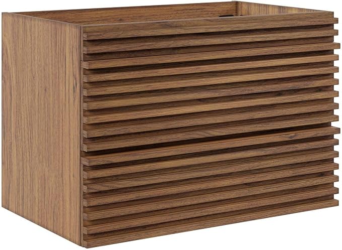 Modway Render 30" Wall-Mount Bathroom Vanity in Walnut - Sink Basin Not Included