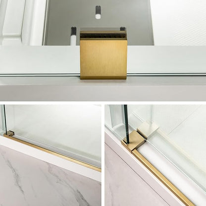 Woodbridge Frameless Shower Doors 44-48" Width x 76" Height with 3/8"(10mm) Clear Tempered Glass in Brushed Gold Finish,MSDC4876-BG