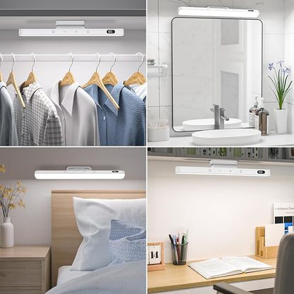 Ferswe 5W Rechargeable Light Bar - Touch Control 3-Color Adjustable, 120 LED Mirror Light with Magnetic Base, Battery Powered Stick-on Lamp for Cabinet, Closet, Kitchen, Bedroom, Bathroom, Wall