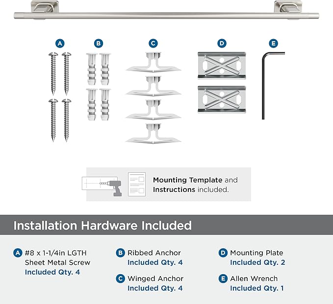 Amerock Bronx Brushed Nickel 24 inch (610mm) Towel Bar, BH26615G10