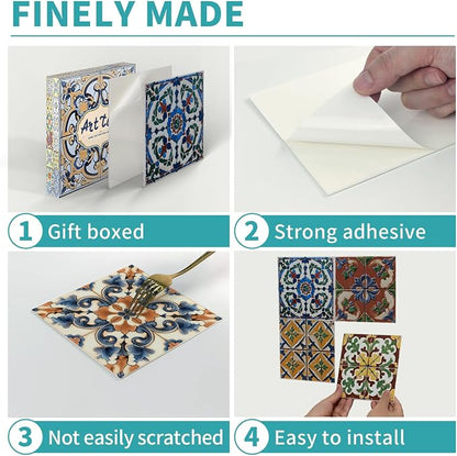 24Pcs Back Splash Peel-Stick,Waterproof 6x6 Tiles Decal | 1.6mm-Thick FOAM+PE Tile Stickers,Stick on Tiles for Kitchen Wall,Bathroom,Cabinets