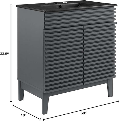 Modway Render 30" Bathroom Vanity with Sink in Gray Black