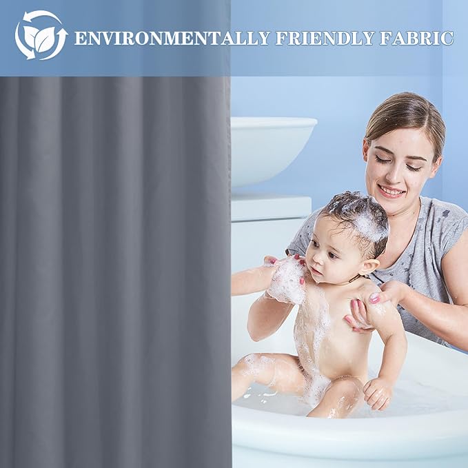 Nasitos Fabric Shower Curtain Liners with Magnets 2 Pcs 36X72 Inch Grey | Washable & WaterResistant Fabric Bath Shower Liners for Narrow Stall, Stand Up Shower Stall, RV, Camper