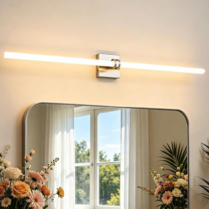 Bathroom Light Fixture LED Vanity Light 45.3" 5CCT Wall Sconce | LED Dimmable Wall Light Nickel Modern 360° Lighting, 42W Hardwired Vanity Light for Bathroom Mirror, Flicker-Free