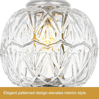 Brushed Nickel Bathroom Vanity Light Fixture Vintage Style - 3 Light G9 Bulb Compatible, 23" Wide Bathroom Lighting Over Mirror with Hand-Etched Glass Shades, Easy Mount for Makeup Area