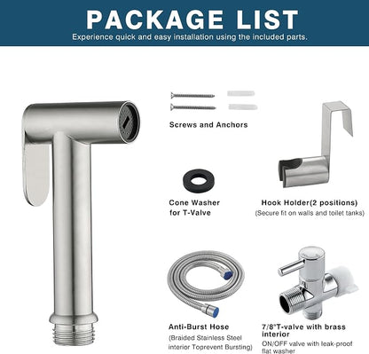 Bidet Sprayer for Toilet, Handheld Sprayer Kit, Cloth Diaper Sprayer Set - Stainless Steel - Vintage Style (Brushed Nickel)