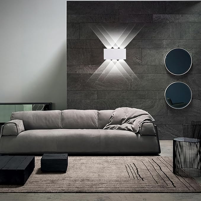 Kawell 6W Waterproof Modern Wall Sconces LED Wall Light Up Down Aluminum Wall Lamp LED Indoor Outdoor for Bathroom Bedroom Living Room Porch Stairs Hotels Garden Pathway, White 6000K