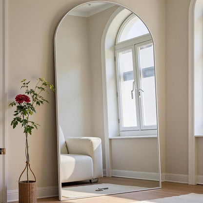 Dewfig Arched Full Length Mirror, 71"x30" Large Floor Mirror, White | Aluminum Alloy Frame Full Body Mirror, HD Shatterproof Tempered Glass, Lean/Stand/Wall for Living Room,Bedroom, Dressing Room