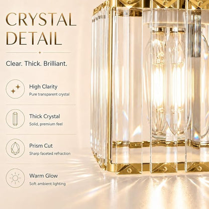 Lxybcce Bathroom Vanity Lights Over Mirror - Easy Installation with Clear Guide, 4-Light Shadow-Free Design, Gold Crystal Finish - for Modern Home Bathroom Lighting Fixtures in DIY Projects