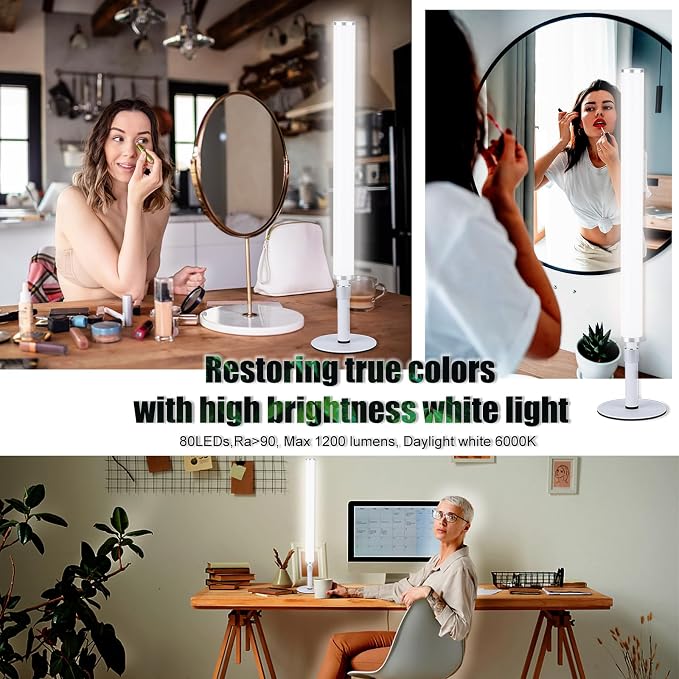 LED Vanity Lights for Mirror, Ultra bright/RA90/6000K/Dimming/Timer Makeup Lights, Height Adjustable 12V/18W Fill Light for Mirror, for Make up, Photography, Video Recording Conference Lighting