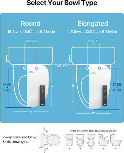 Coway Electronic Bidet Elongated Toilet Seat with Instantaneous Water Heating, Heated Seat and Dryer, Soft Close Lid, Stainless Nozzle, Self Cleaning, Remote Control 400S