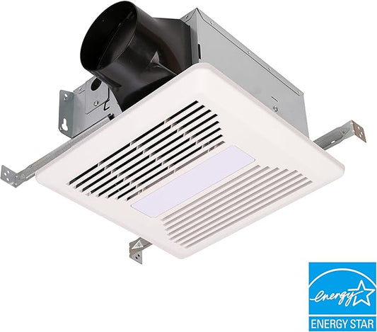 Good Housekeeping 84005 PowerFlow Pro Series 100 CFM 1.0 Sones Bathroom Exhaust Ventilation Fan with Light (4000K Integrated LED)