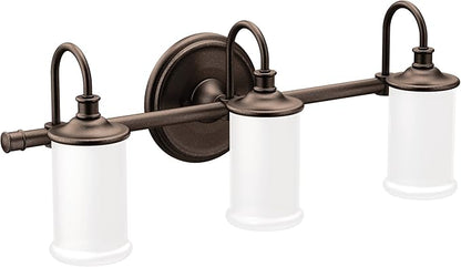 Moen YB6463ORB Belfield 3-Light Dual-Mount Bath Bathroom Vanity Fixture with Frosted Glass, Oil Rubbed Bronze