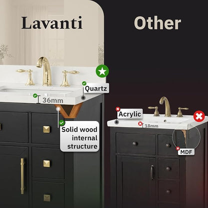Lavanti Oakford 24 Inch Bathroom Vanity with Sink – Stylish Black Vanity Bathroom with Storage Cabinet – Modern Bathroom Vanities with Single Vanity Sink & Quartz Countertop