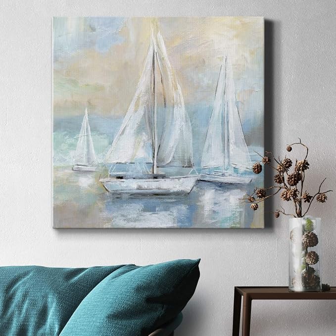 Renditions Gallery Sail Away Wall Art, Premium Gallery Wrapped Canvas Decor, Ready to Hang, 32 in H x 32 in W, Made in America Print