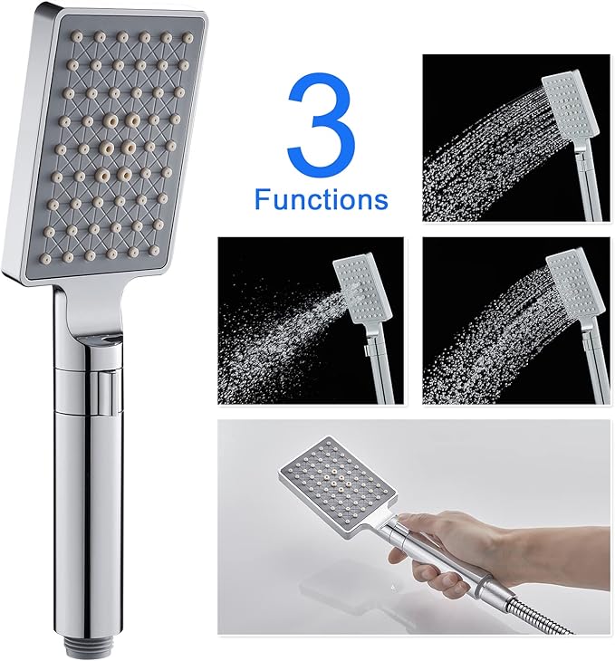 POPFLY 6 In 1 LED Shower Panel Tower System, 8 Body Massage Jets, 304 Stainless Steel Wall Mount Rainfall ＆ Waterfall Shower Column Towers with Temperature Display, Tub Spout, Black