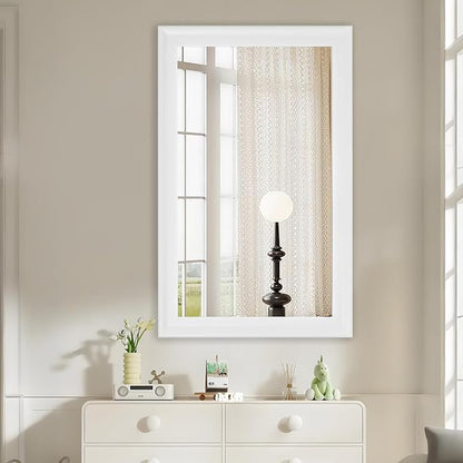 White Wall Mirror for Bathroom,Rectangle Large 30 x 48 inch Vanity Mirrors | Rustic Hanging Mirror for Living Room,Bedroom,Entryway