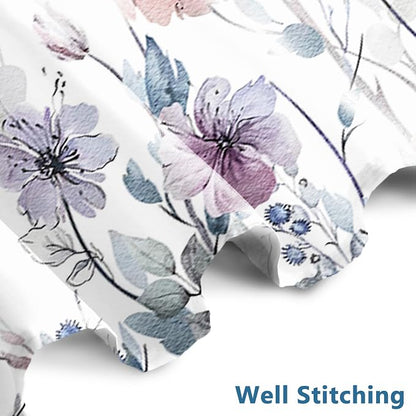 Flower Shower Curtain, Wildflower Shower Curtain Floral with Hooks, 72x72" | AWERT Pastel Shower Curtain for Bathroom, Spill-resistant Fabric Floral Bathroom Curtain Machine washable, with 12 Hooks