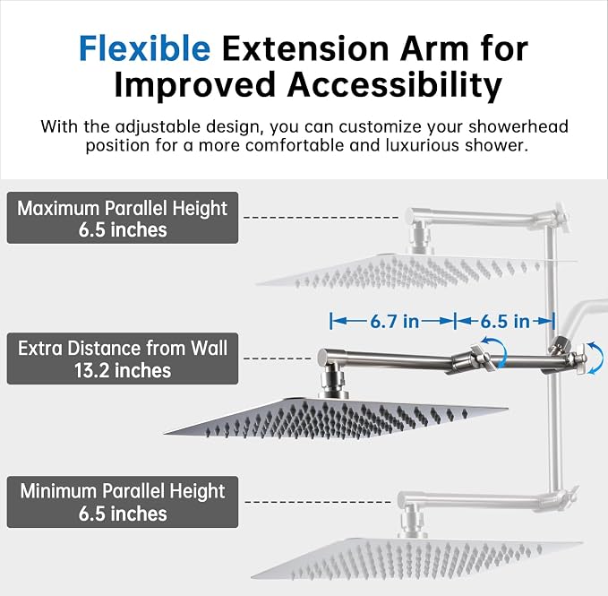 G-Promise All Metal 10 Inches Rainfall Shower Head with Handheld Combo | All Metal, Built to Last, Easy Install, Adjustable Height & Angle for All Heights, Extra Long Hose, Modern Upgrade