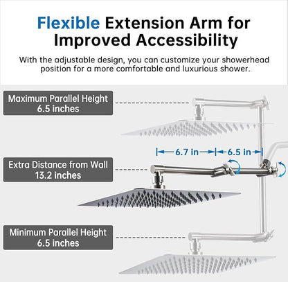 G-Promise All Metal 10 Inches Rainfall Shower Head with Handheld Combo | All Metal, Built to Last, Easy Install, Adjustable Height & Angle for All Heights, Extra Long Hose, Modern Upgrade