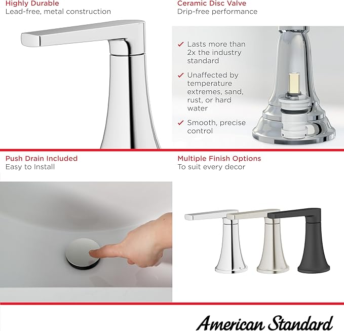 American Standard 7429201.002, Becklow Two-Handle 4-Inch Centerset Bathroom Faucet, Chrome (Pack of 2)