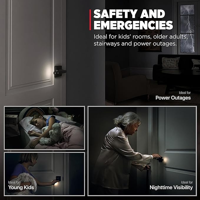 Kwikset Halifax LED Motion Activated Light Up Door Handle Reversible Lever & Cartridge, Matte Black, with Microban Protection