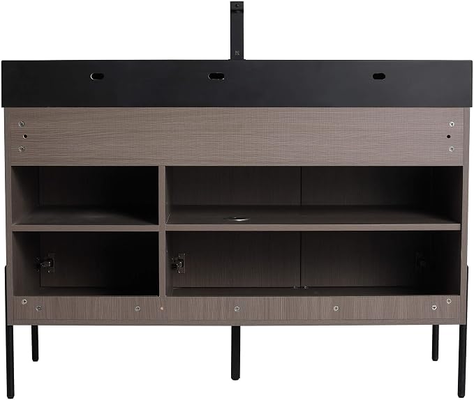 Crownpoint 48 Inch Bathroom Vanity with Sink, Black Sink, Gray Oak Finish, Full Assembly Required, Elegant Bathroom Vanities for Modern Homes