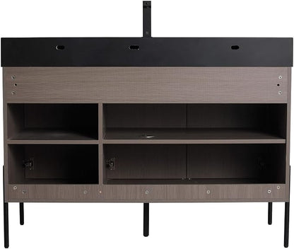 Crownpoint 48 Inch Bathroom Vanity with Sink, Black Sink, Gray Oak Finish, Full Assembly Required, Elegant Bathroom Vanities for Modern Homes