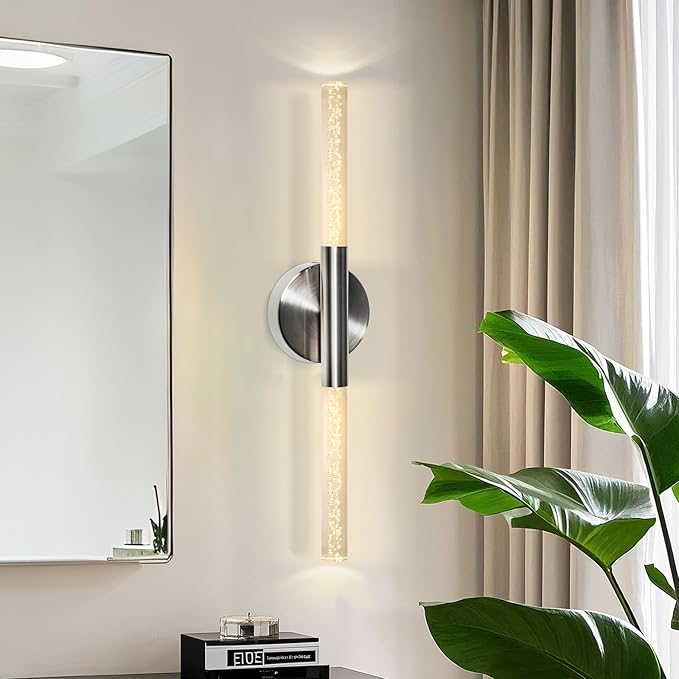 LED Bathroom Vanity Lights,24 inch Bathroom Light Fixtures Over Mirror,3000K Natural Warm Light, ETL＆UL Listed, Modern Wall Sconce for Bedroom,Living Room,Hallway,Brushed Nickel