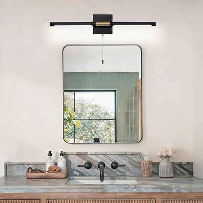 Black and Gold LED Bathroom Vanity Light Bar, 24 inch LED Vanity Light Fixtures Over Mirror, Morden Bathroom Sconces Lighting 4000K,Sconces Wall Lighting with Adjustable Lamp Tube