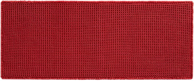 TYUU Waffle Runner Rug Bathroom, Long Boho Bath Mat, 60x24 Burgundy | Super Absorbent Quick Dry Bath Rug, Non-Slip Backing, Soft Waffle Washable Farmhouse Bathroom Mats, Tub, Shower & Home Decor