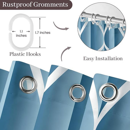 Gelbchu Geometric Shower Curtain for Bathroom, Moonlight Blue, 72x72 | with Hooks, Premium Polyester, Quick Dry, Water Repellent, Machine Washable, Rustproof Grommets, Modern Minimalist