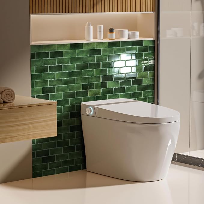 Art3d 10-Pack Subway Tiles Peel and Stick Backsplash, Green, 12 x 12 Inch | Thickened Design, No Warping, Durable, Self-Adhesive, Sturdy, for Kitchen, Bedroom, Ideal for New Home Buyers, Future Movers