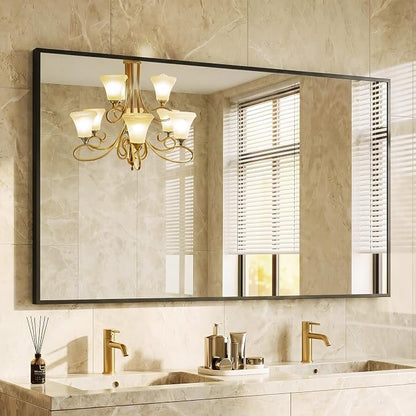 NEWBULIG 30" x 48" Black Rectangle Bathroom Mirrors for Wall,Vanity Mirror | Rectangle Metal Frame, Tempered Glass, Over Sink Entryway, Living Room Hang, Anti-Rust, Black