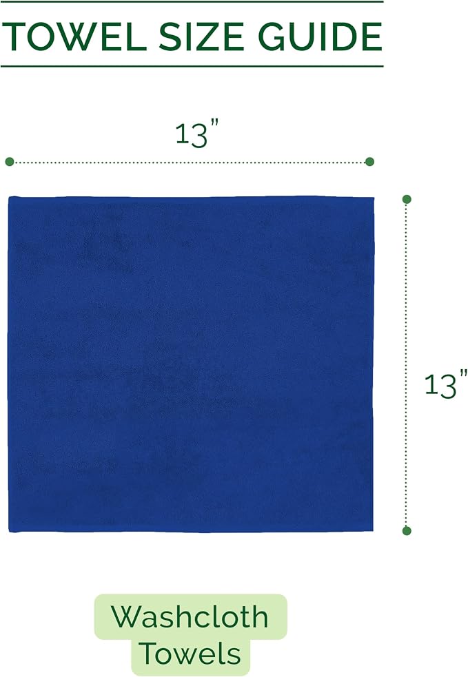 Elegant Comfort 100% Turkish Cotton Corduroy Ribbed Luxury Washcloths 6 Pack Soft 13 x 13 Inch - Higly Absorbent, Durable, Quick Dry, Spa Premium Hotel Quality for Bathroom or Travel, Royal Blue