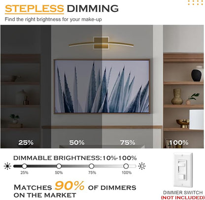 Benkut Modern LED Wall Sconce Gold Light Fixtures Over Mirror Modern Bath Wall Lighting for Bathroom, Dimmable Vanity Light for Bathroom(5CCT 23.6Inch)