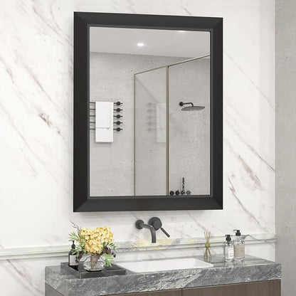 SMIROR 20x24 Matte Black Bathroom Vanity Mirror for Over Sink | Metal Wide Frame, Rectangle, Right- Angle Corner, Anti-Rust, Horizontally or Vertically Wall- Mounted for Home Remodel