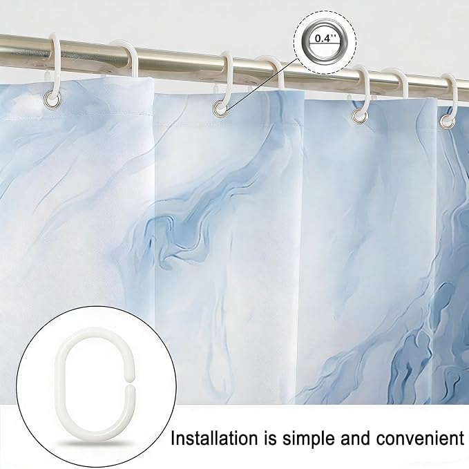 Mocsicka Shower Curtains for Bathroom, Blue Marble Shower Curtain for Bathroom, Abstract Blue and White Shower Curtain Modern Art Decor Waterproof Bath Curtain for Modern Bath Decor, 72 X 72 Inch